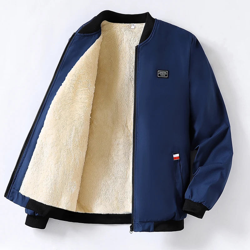 Fur Men's Casual Long Sleeve Zipper Baseball Collar