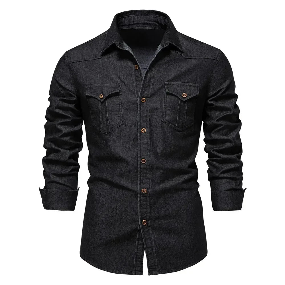 Shirt Men Long Sleeve Quality Cowboy