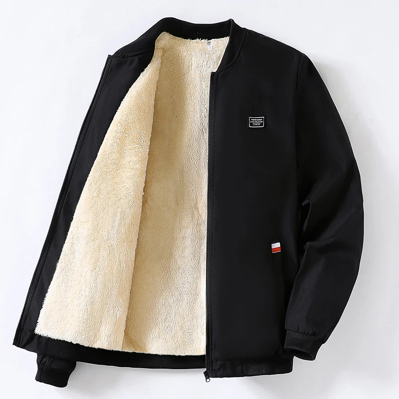 Fur Men's Casual Long Sleeve Zipper Baseball Collar
