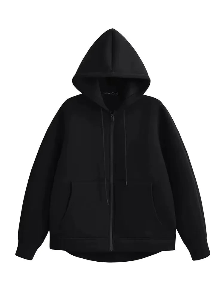 Women's Zipper Hoodie Coat High Street Double