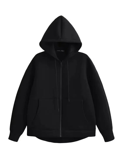 Women's Zipper Hoodie Coat High Street Double