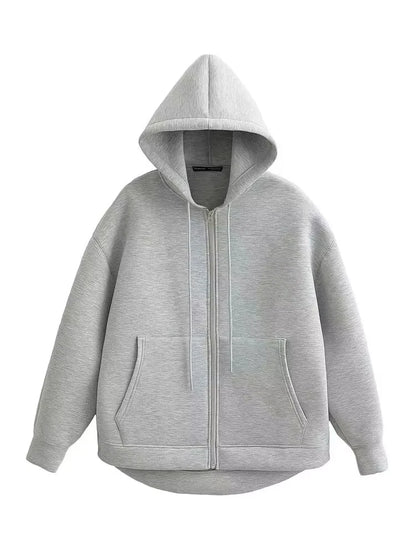 Women's Zipper Hoodie Coat High Street Double