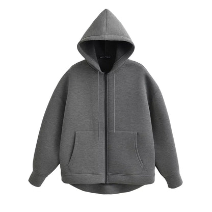 Women's Zipper Hoodie Coat High Street Double