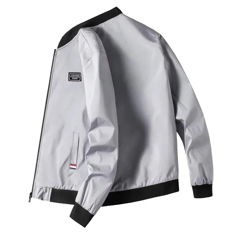 Fur Men's Casual Long Sleeve Zipper Baseball Collar