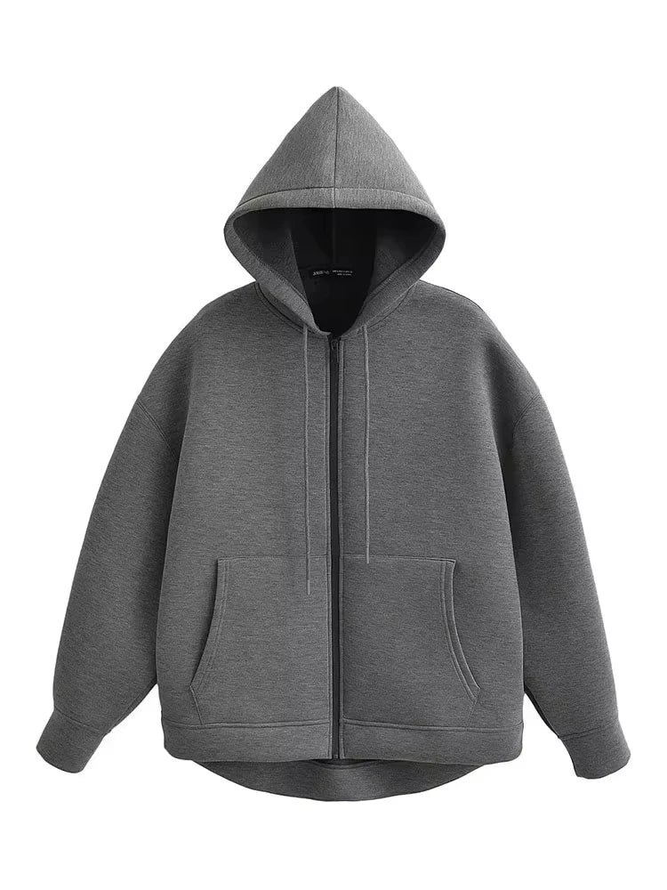 Women's Zipper Hoodie Coat High Street Double