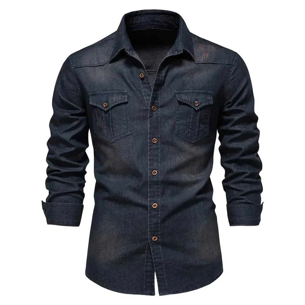 Shirt Men Long Sleeve Quality Cowboy