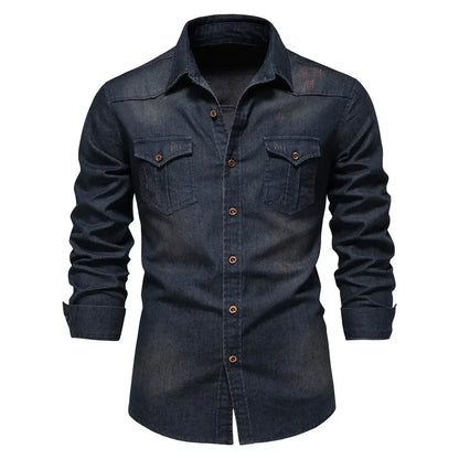 Shirt Men Long Sleeve Quality Cowboy