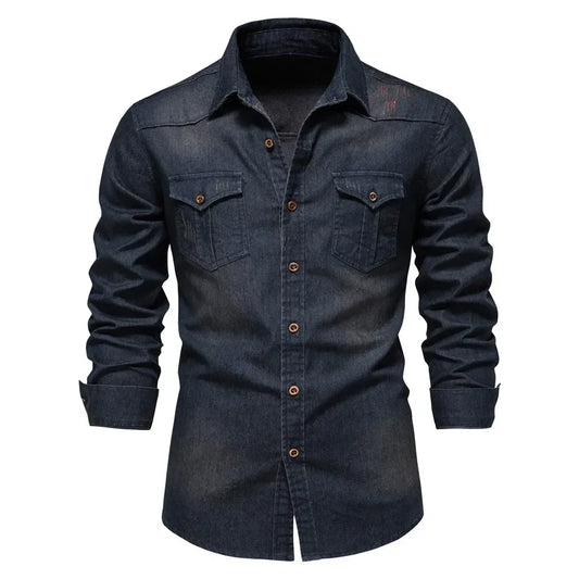Shirt Men Long Sleeve Quality Cowboy
