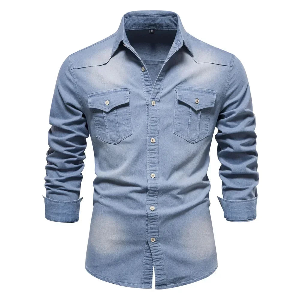 Shirt Men Long Sleeve Quality Cowboy